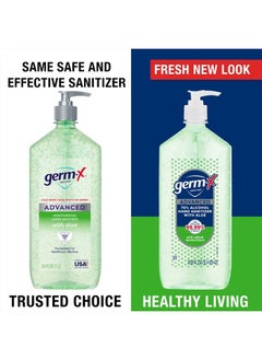 Germ-X Advanced Hand Sanitizer with Aloe and Vitamin E, Non-Drying Moisturizing Gel, Instant and No Rinse Formula, Pump Bottle, 1 Liter  - Image 2