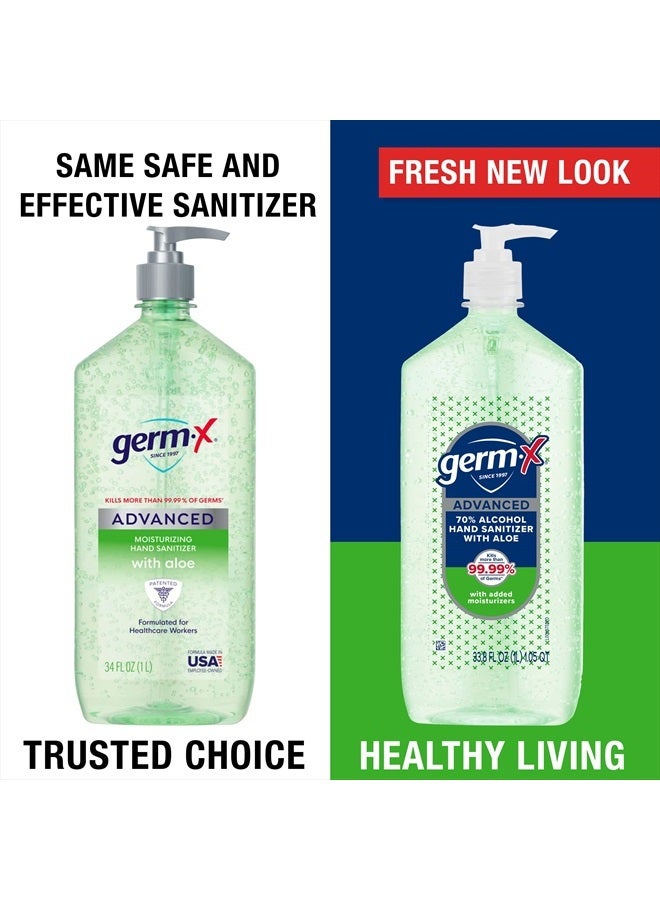 Germ-X Advanced Hand Sanitizer with Aloe and Vitamin E, Non-Drying Moisturizing Gel, Instant and No Rinse Formula, Pump Bottle, 1 Liter  - Image 2