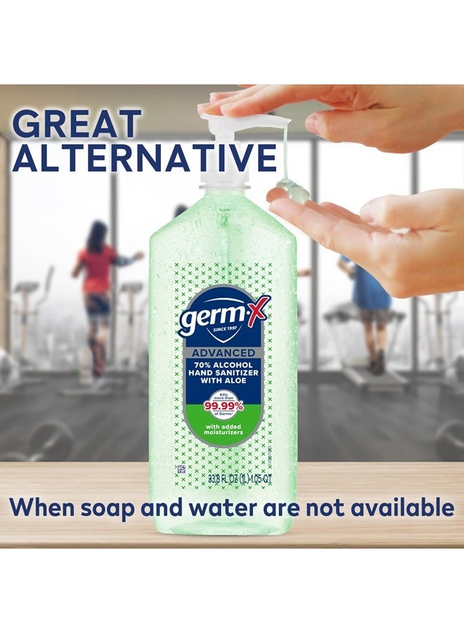 Germ-X Advanced Hand Sanitizer with Aloe and Vitamin E, Non-Drying Moisturizing Gel, Instant and No Rinse Formula, Pump Bottle, 1 Liter  - Image 4