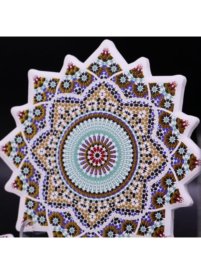 Moroccan Ceramic Coasters with Cork Base, Set of 4 - Image 1