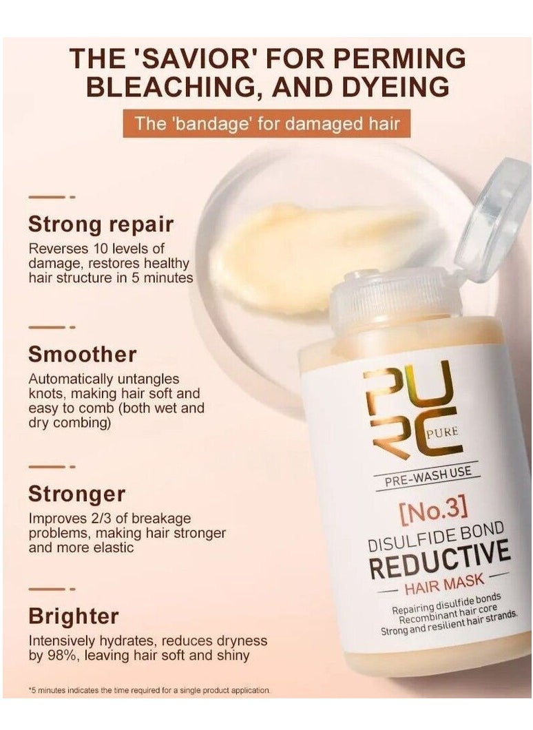 PURC - 100g Disulfide Bond Reductive Hair Mask Hair Strengthening Moisturizing Nourishing & Repair Damaged Hair Follicles Instant Hair Treatment Mask for Smooth & Shine Hair - Image 1