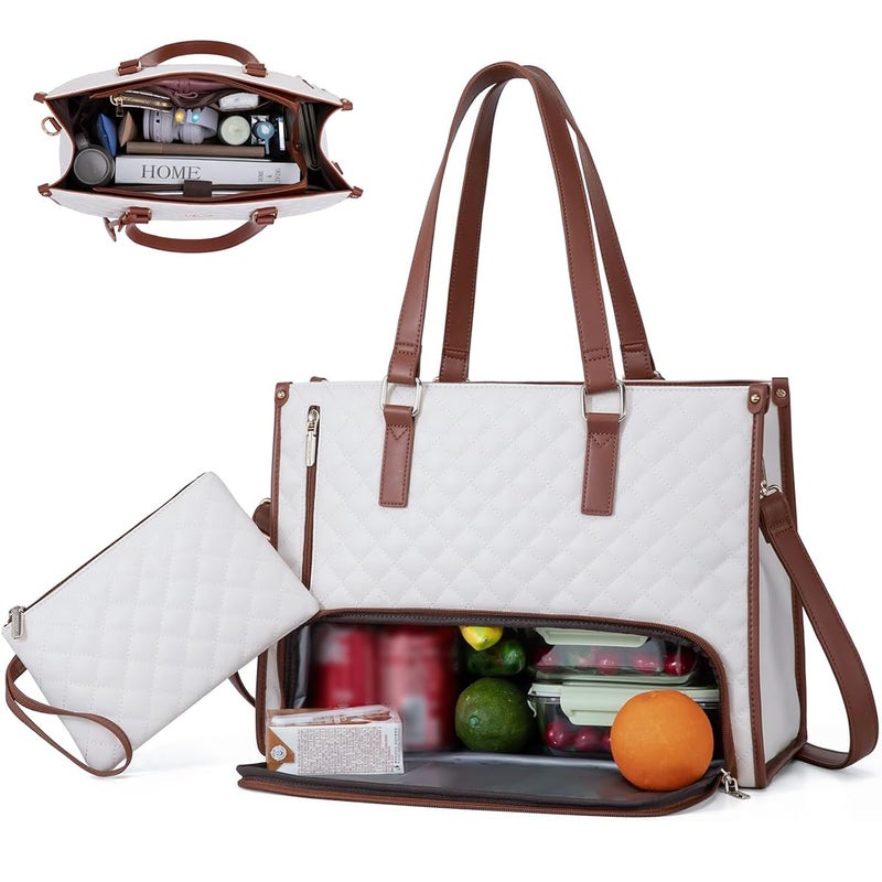 PALAY® Tote Bag for Woman Lunch Bag with Insulated Compartment 2 in 1 Lunch Tote Bags for Women Shoulder Bags for Business, Office,Travel, Beach,Casual - Image 1