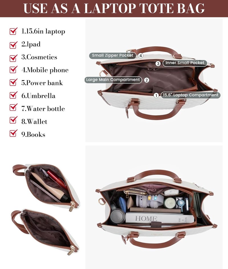 PALAY® Tote Bag for Woman Lunch Bag with Insulated Compartment 2 in 1 Lunch Tote Bags for Women Shoulder Bags for Business, Office,Travel, Beach,Casual - Image 3
