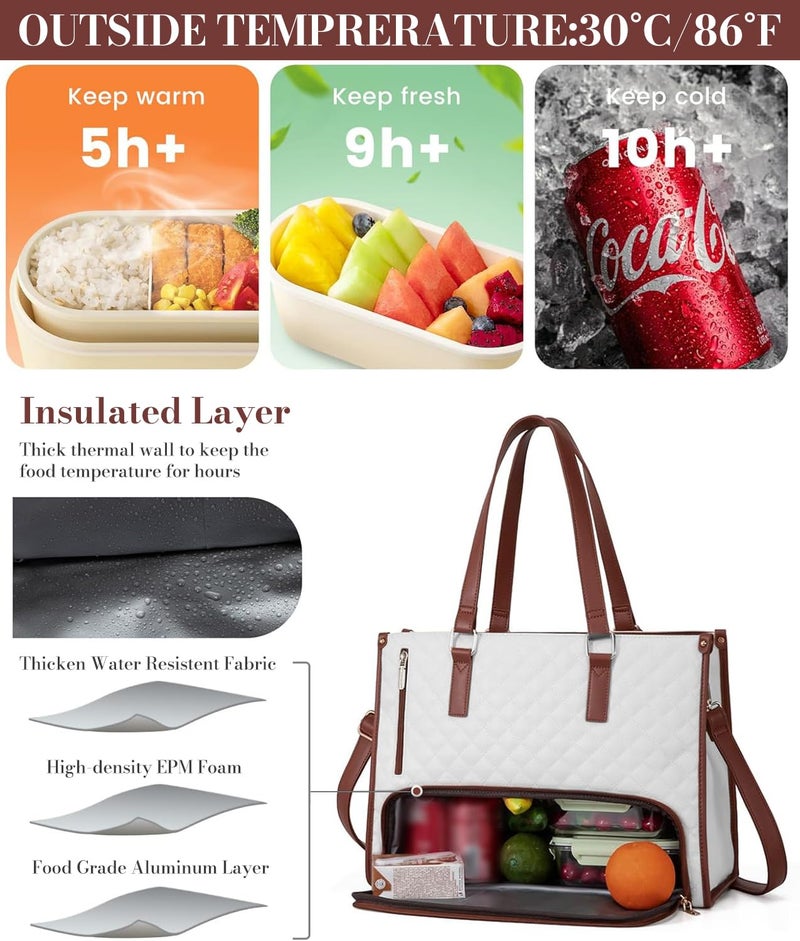 PALAY® Tote Bag for Woman Lunch Bag with Insulated Compartment 2 in 1 Lunch Tote Bags for Women Shoulder Bags for Business, Office,Travel, Beach,Casual - Image 5