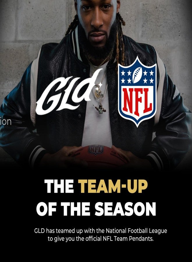 GLD Officially licensed NFL Sports Team Logo Pendant - Gold Plated Iced Out Football Necklace Charm - Yellow Gold/Miami Dolphins - Image 2