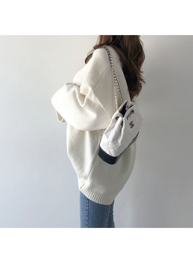 NIBEMINENT Loose V-neck Sweater Women Autumn Winter Korean Office Lady Solid Color Knitwear Simplicity All-match Knitting Tops - Image 4