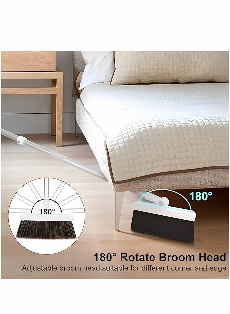 ARNOTEC Broom and Dustpan Set with Squeegee | 180° Rotating Head, Upright Storage, Clip-On Design, Dense Soft Bristles | Ideal for Home and Office Cleaning (White) - Image 4
