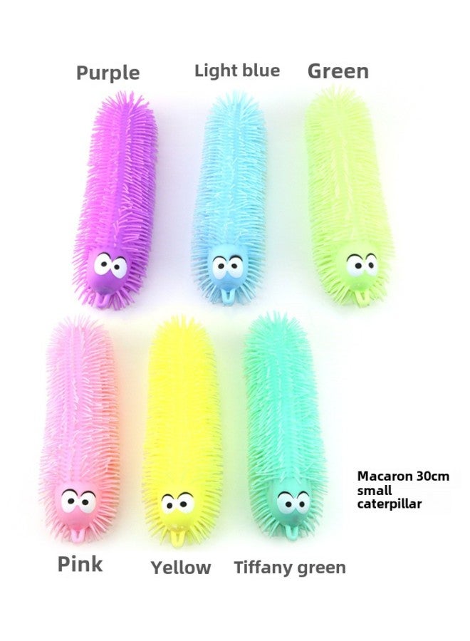 Direct Cartoon Trumpet Rhubarb Luminous Ball Hair Ball Children's Flash Toy Stall Night Market-Color:Macaron 30cm Small Caterpillar  - Image 1