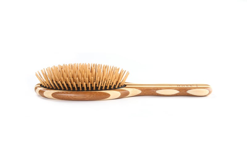 Bass Brushes | The Green Brush | Bamboo Pin + Bamboo Handle Hair Brush - Image 2