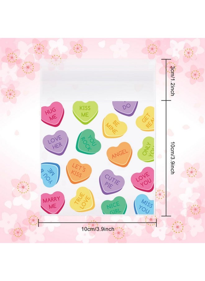 Whaline 320Pcs Valentine'S Day Self Adhesive Treat Bags Conversation Heart Print Cellophane Gift Bags Clear Candy Goodie Bags For Wedding Party Cookie Snack Packing Supplies  - Image 2