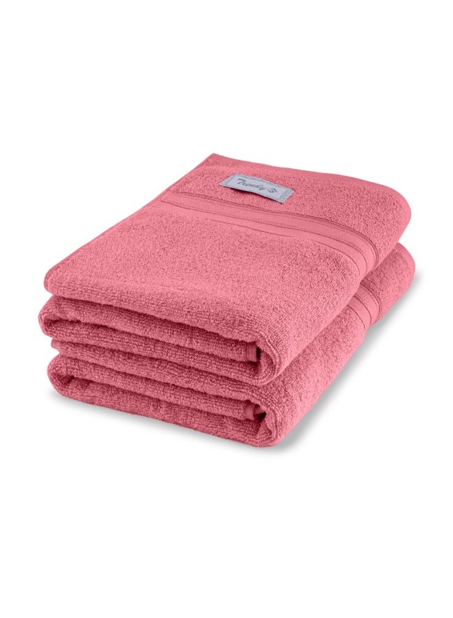 BYFT Home Trendy (Pink) Premium Cotton Bath Towel (70 X 140 Cm-Set Of 1) Highly Absorbent, High Quality Bath Linen With Striped Dobby 550 Gsm - Image 5