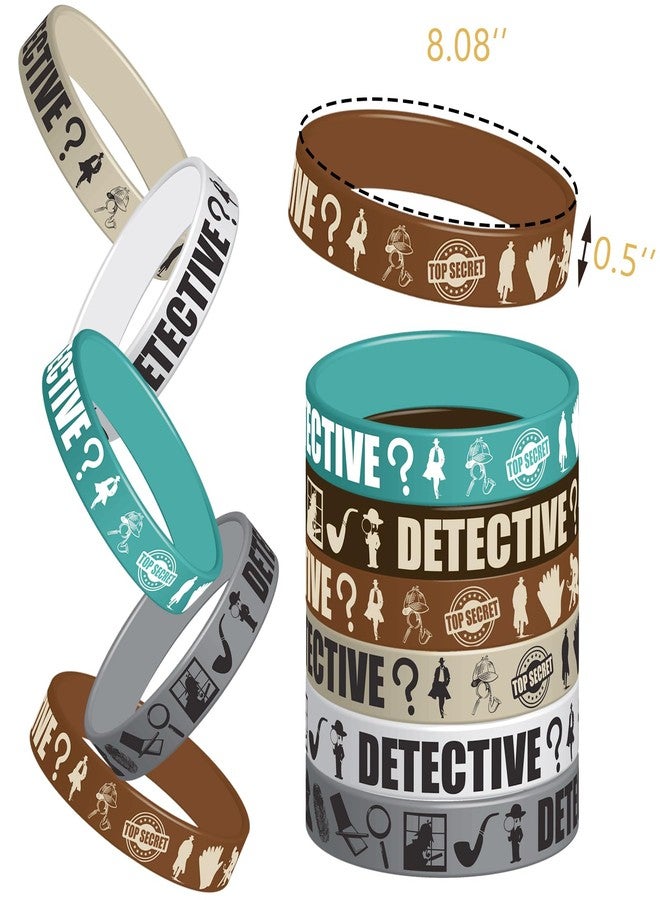 CupaPlay 24Ct Detective Party Rubber Bracelets Party favors - Top Secret Spy Murder Mystery Theme Party Supplies Decorations Birthday Silicone Wristbands Gifts - Image 2