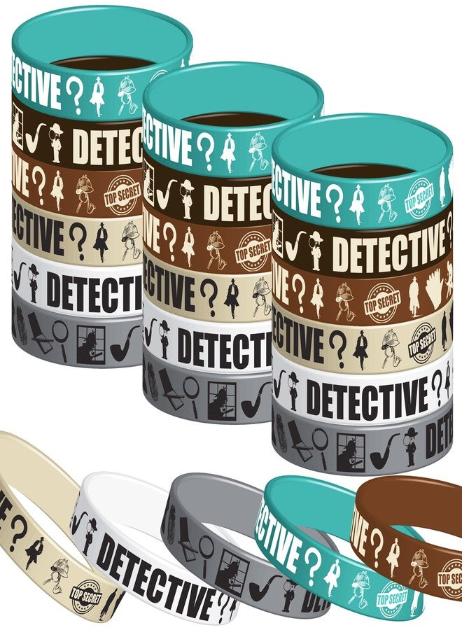 CupaPlay 24Ct Detective Party Rubber Bracelets Party favors - Top Secret Spy Murder Mystery Theme Party Supplies Decorations Birthday Silicone Wristbands Gifts - Image 1