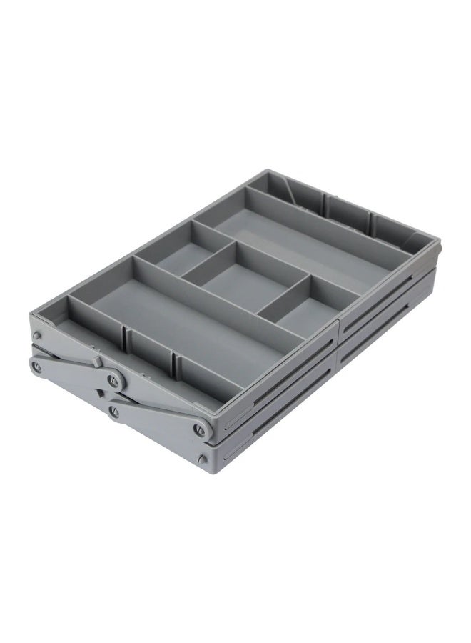 Smart multi-level drawer organizer with a flat, foldable, two-tier design; expandable and adjustable for office supplies, makeup, cosmetics, and jewelry. - Image 5