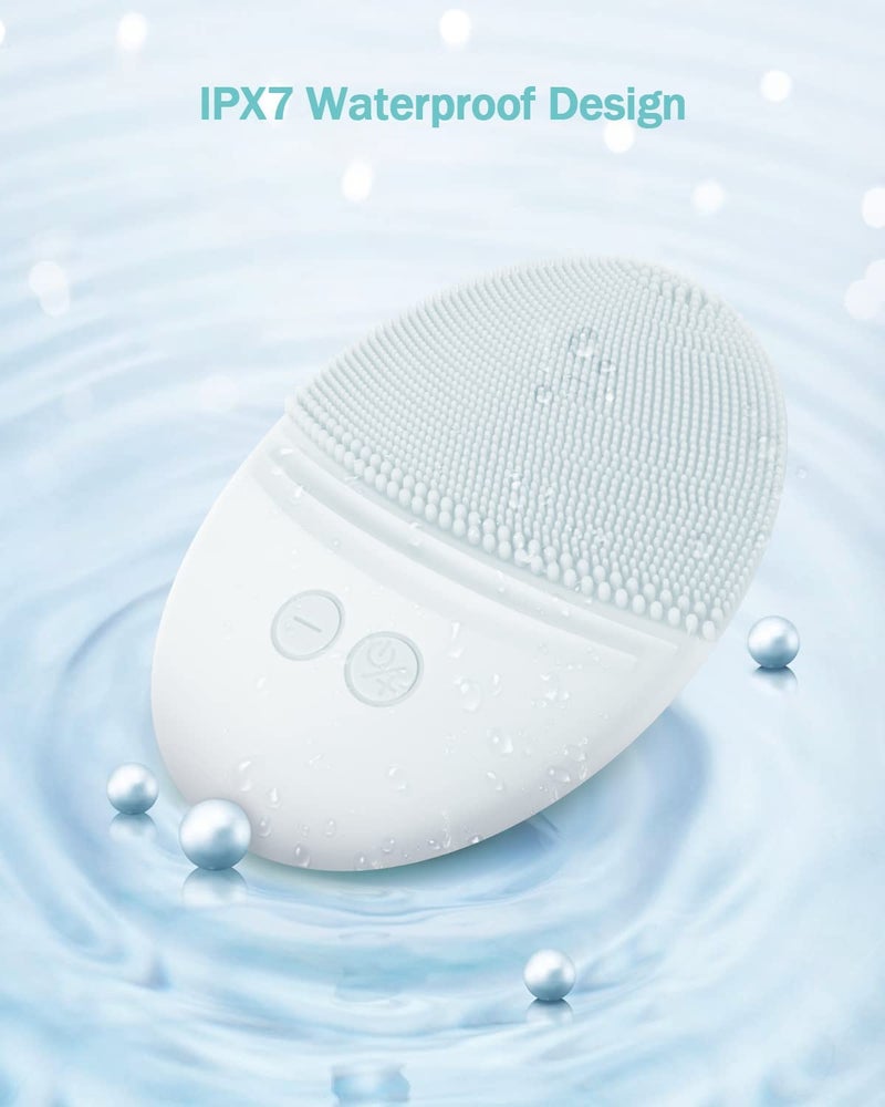 EZBASICS Facial Cleansing Brush Made with Ultra Hygienic Soft Silicone, Waterproof Sonic Vibrating Face Brush for Deep Cleansing, Gentle Massaging, Inductive Charging (Grey)1 Pack+5 Speed Settings - Image 5