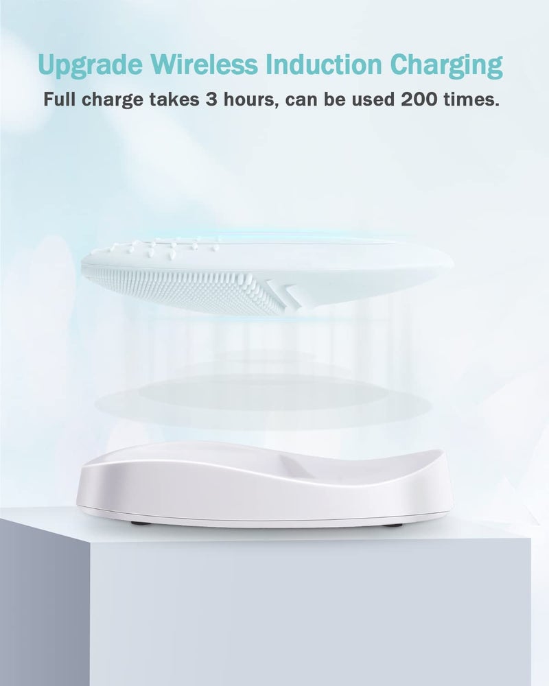 EZBASICS Facial Cleansing Brush Made with Ultra Hygienic Soft Silicone, Waterproof Sonic Vibrating Face Brush for Deep Cleansing, Gentle Massaging, Inductive Charging (Grey)1 Pack+5 Speed Settings - Image 4