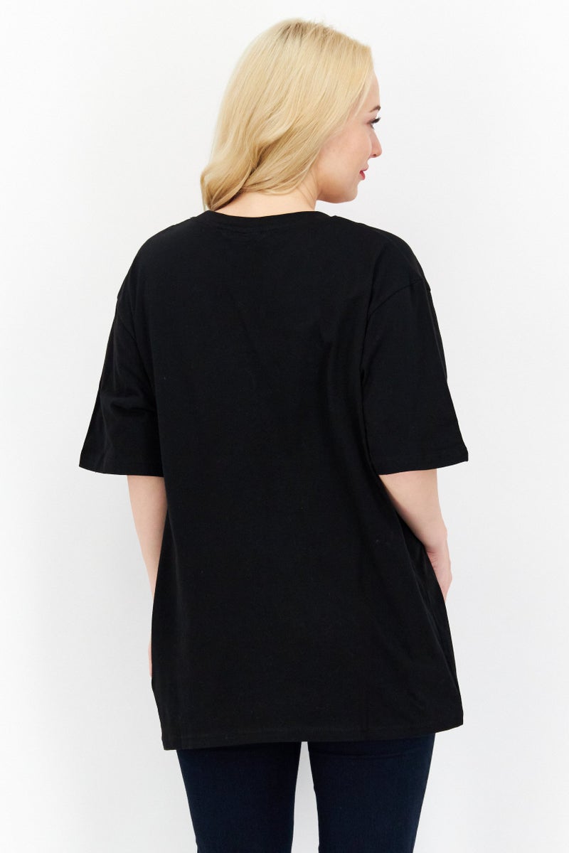 Marilyn Monroe Women Crew Neck Short Sleeve Graphic T-Shirt, Black - Image 2