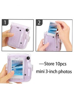 Fazza Clear Camera Case Compatible with Fujifilm Instax Mini 11 Instant Camera, Mini 11 Hard Case with Photo Pocket Holds on Back and Adjustable Shoulder Strap & Cute Camera Sticker 3 PCS  - Image 4