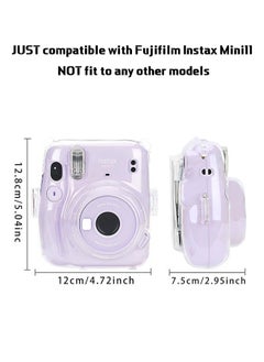 Fazza Clear Camera Case Compatible with Fujifilm Instax Mini 11 Instant Camera, Mini 11 Hard Case with Photo Pocket Holds on Back and Adjustable Shoulder Strap & Cute Camera Sticker 3 PCS  - Image 3