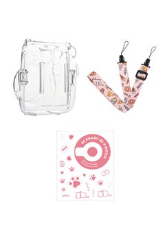Fazza Clear Camera Case Compatible with Fujifilm Instax Mini 11 Instant Camera, Mini 11 Hard Case with Photo Pocket Holds on Back and Adjustable Shoulder Strap & Cute Camera Sticker 3 PCS  - Image 2