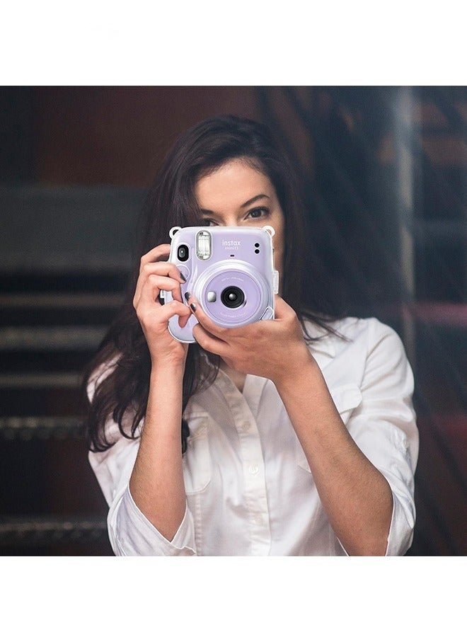 فزاع حافظة كاميرا شفافة متوافقة مع كاميرا فوجي فيلم إنستاكس ميني 11 الفورية، حافظة ميني 11 صلبة مع جيب للصور مثبت في الخلف وحزام كتف قابل للتعديل وملصق كاميرا لطيف، 3 قطع - Image 3