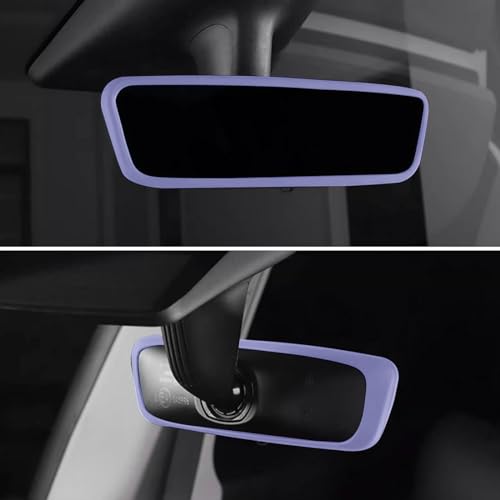 TSTESE 2PCS Protector Trim Frame Compatible with Tesla Model 3 Y 2020-2024 2025 2026 Screen Edge Frame Rearview Mirror Cover Interior Decorations Center Console Decor Highland Juniper Accessories (Purple) - Image 4