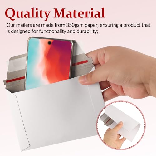 CXIIPOL 100 Pack Rigid Mailers 4.5x6.5 Inch Self Seal Document Mailers, Protective Flat Cardboard Sturdy White Photography Envelopes for Photos, Document, Coins, Stamps - Image 4