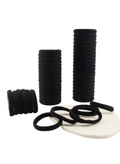 50 Pcs Thick Hair Ties Seamless Hair Bands Ponytail Holder Soft No Break Hair Bands for Women Black