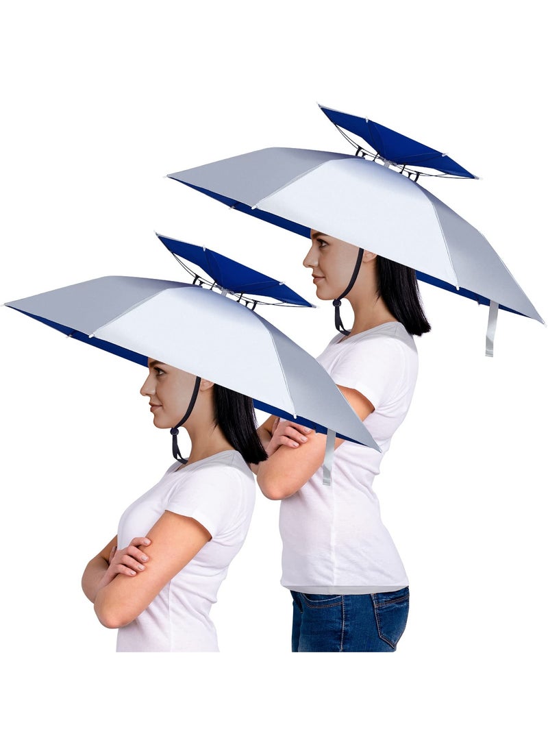 Captaintech 2 Pcs Umbrella Hats, Large Double Layer Umbrella Hat, 37 Inch Foldable Adjustable Umbrella Hat for UV and Rain Protection, Suitable for Fishing/Golfing/Gardening/Camping/Hiking  - Image 1