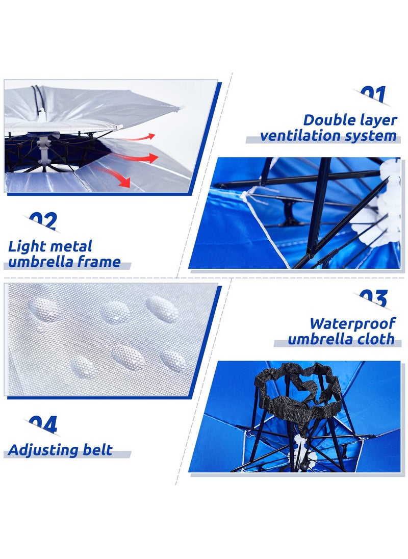 Captaintech 2 Pcs Umbrella Hats, Large Double Layer Umbrella Hat, 37 Inch Foldable Adjustable Umbrella Hat for UV and Rain Protection, Suitable for Fishing/Golfing/Gardening/Camping/Hiking  - Image 5