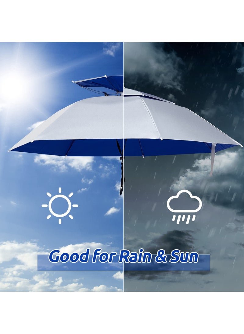Captaintech 2 Pcs Umbrella Hats, Large Double Layer Umbrella Hat, 37 Inch Foldable Adjustable Umbrella Hat for UV and Rain Protection, Suitable for Fishing/Golfing/Gardening/Camping/Hiking  - Image 3