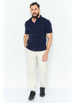 Avalanche Men Sportswear Fit Short Sleeves Solid Outdoor Shirt, Navy  - Image 2