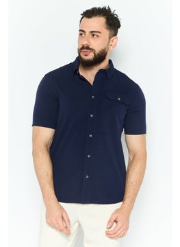 Avalanche Men Sportswear Fit Short Sleeves Solid Outdoor Shirt, Navy  - Image 1