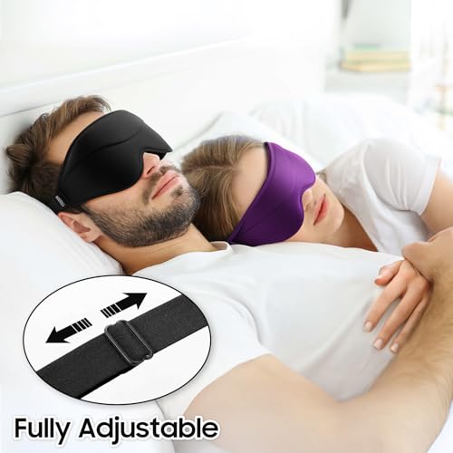 MOEASEii Sleep Mask - Total Blackout 3D Sleeping Mask, Super Lightweight & Silky Soft Eye Mask for Sleeping, Fully Adjustable Fit for Home, Office, Traveling, Meditation, Yoga, Black - Image 5