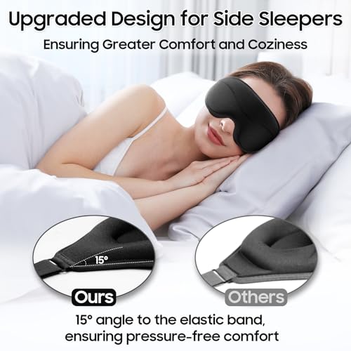 MOEASEii Sleep Mask - Total Blackout 3D Sleeping Mask, Super Lightweight & Silky Soft Eye Mask for Sleeping, Fully Adjustable Fit for Home, Office, Traveling, Meditation, Yoga, Black - Image 3