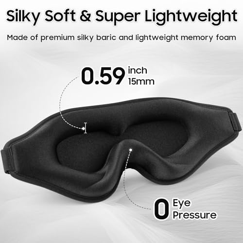 MOEASEii Sleep Mask - Total Blackout 3D Sleeping Mask, Super Lightweight & Silky Soft Eye Mask for Sleeping, Fully Adjustable Fit for Home, Office, Traveling, Meditation, Yoga, Black - Image 4