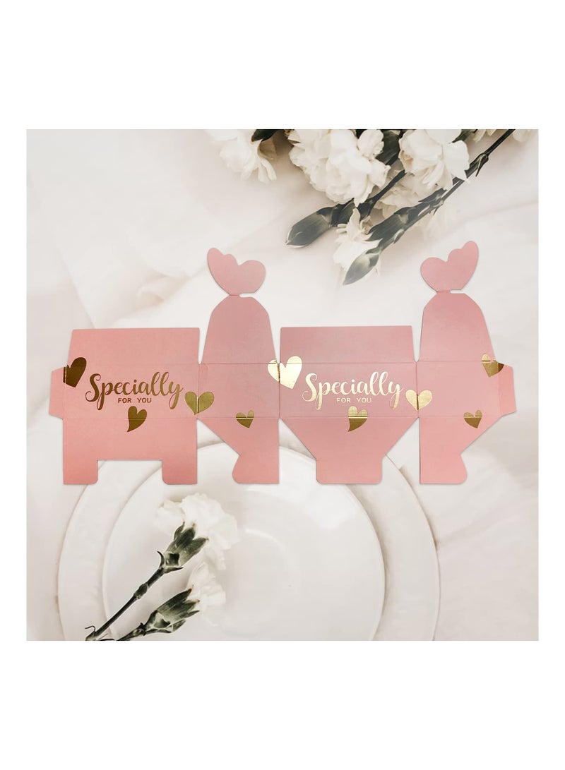 صناديق الهدايا، حلوى حفل الزفاف، سهلة الطي DIY مع أجنحة الفراشة لحفلات الاستحمام للمواليد وأعياد الميلاد، علبة بسكويت مع شرائط، علبة شوكولاتة لطيفة (وردية 50 قطعة) - Image 5