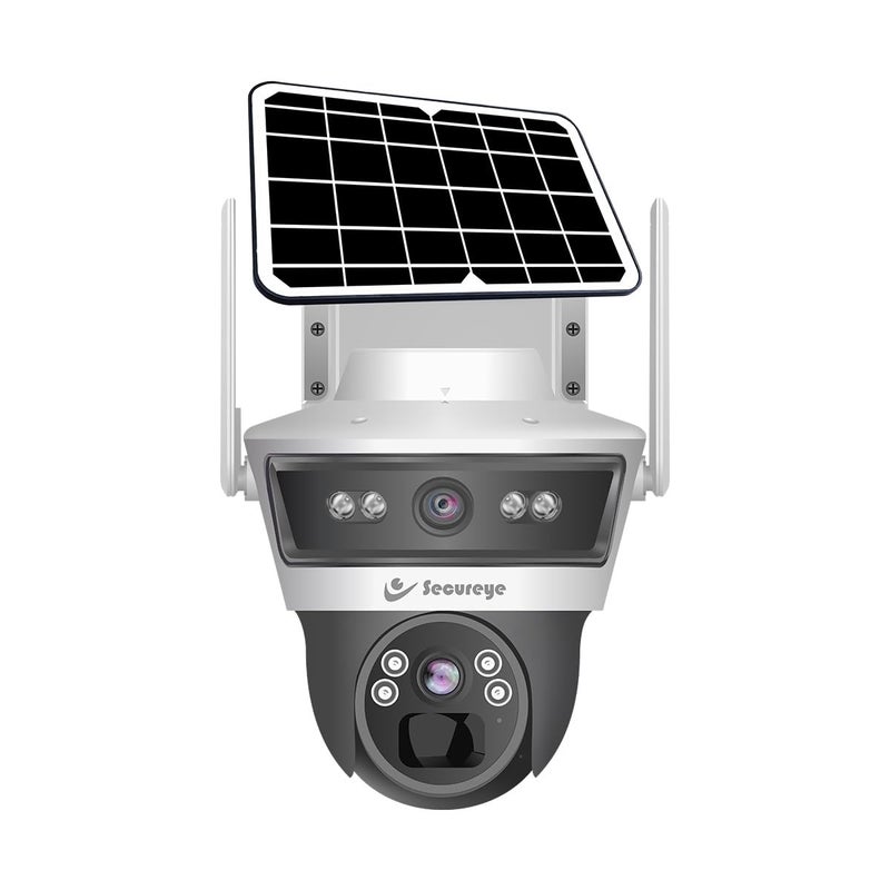 Secureye Pelican Series Defender Duo Solaris | 4G Solar Linkage Dual Lens 3MP+3MP Camera | Home/Commercial Security Camera | 2 Way Talk | Supports Up to 256GB TF Card Storage - Image 1