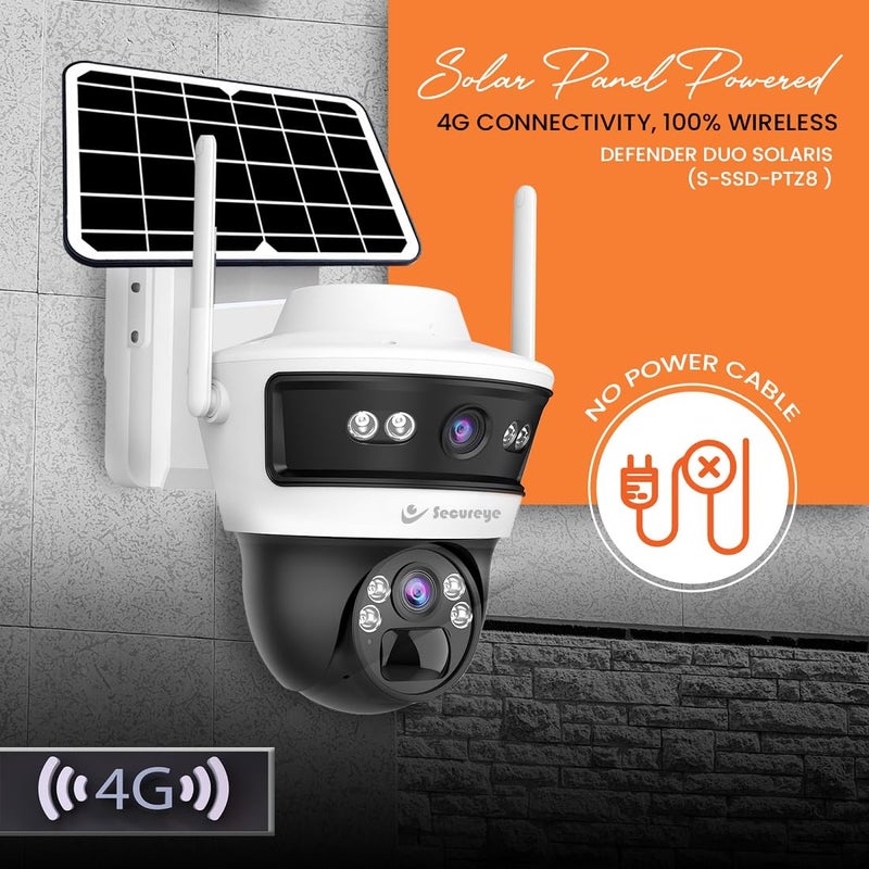 Secureye Pelican Series Defender Duo Solaris | 4G Solar Linkage Dual Lens 3MP+3MP Camera | Home/Commercial Security Camera | 2 Way Talk | Supports Up to 256GB TF Card Storage - Image 4