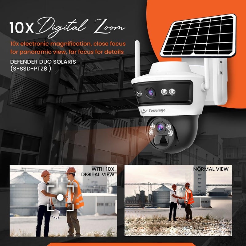 Secureye Pelican Series Defender Duo Solaris | 4G Solar Linkage Dual Lens 3MP+3MP Camera | Home/Commercial Security Camera | 2 Way Talk | Supports Up to 256GB TF Card Storage - Image 5