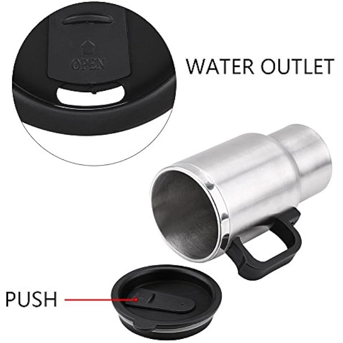 TRADEGATE Car Electric Travel Heating Mug  450Ml Stainless Steel Insulated Thermal Cup With 12V Power Cord  Portable Heated Coffee Tea  Milk Warmer For Car Travel  Road Trips - Image 4