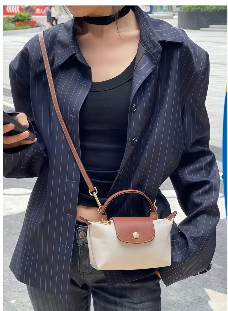 لونج شامب موضة نسائية كلاسيكية حقيبة صغيرة متعددة الاستعابات حقيبة يد حقيبة كتف حقيبة صغيرة محمولة بيضاء - Image 2