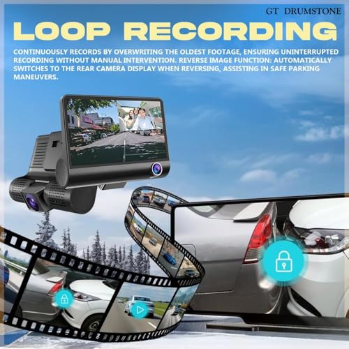 Drumstone (𝐒𝐩𝐞𝐜𝐢𝐚𝐥 𝟏𝟓 𝐘𝐞𝐚𝐫𝐬 𝐖𝐚𝐫𝐫𝐚𝐧𝐭𝐲) 3 Channel Dash Cam 1080P Full HD with Front, Inside & Rear Cameras | 360° Car Security DVR with G-Sensor, Loop Recording, Parking Monitor - Image 5