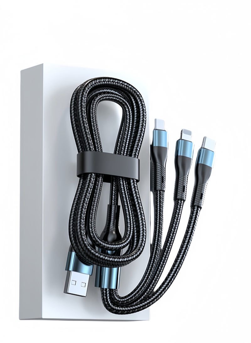 3-in-1 USB Fast Charging Cable - 120W Power Super Fast Charger Cords Universal Phone Charger, Multiple Charger Wire for Cellphone, Tablets and More - Image 1