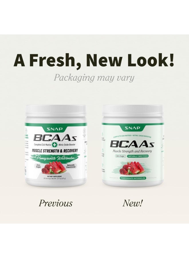 سناب مسحوق أحماض أمينية متفرعة السلسلة (BCAA) بنكهة الرمان والبطيخ، 30 حصة | مسحوق أحماض أمينية متفرعة السلسلة نباتي مع أحماض أمينية أساسية، وإلكتروليتات، وماء جوز الهند، ومستخلص الرمان - Image 2