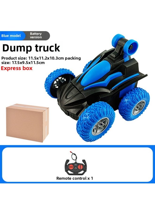 Children's Four-way Remote Control Dump Truck Rotating Light Electric Tumbling Stunt Car Remote Control Toy Car-Color:[EXPRESS Box] Remote Control Stunt Car-blue 244g  - Image 1