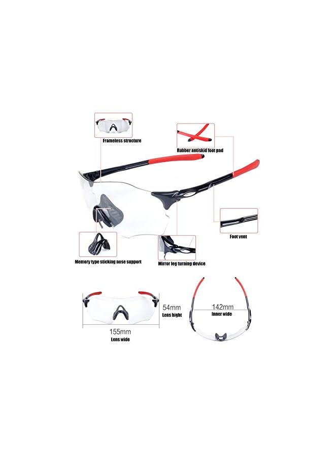 jaexest Cycling Sunglasses Polarized Photochromic Bike Glasses for Men Women Outdoor Sports Goggles UV400 Safety Running Fishing Golf Eyewear (White/Black) - Image 3