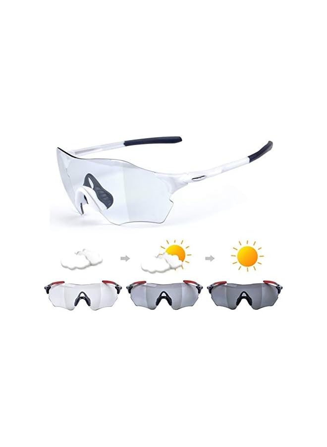 jaexest Cycling Sunglasses Polarized Photochromic Bike Glasses for Men Women Outdoor Sports Goggles UV400 Safety Running Fishing Golf Eyewear (White/Black) - Image 2