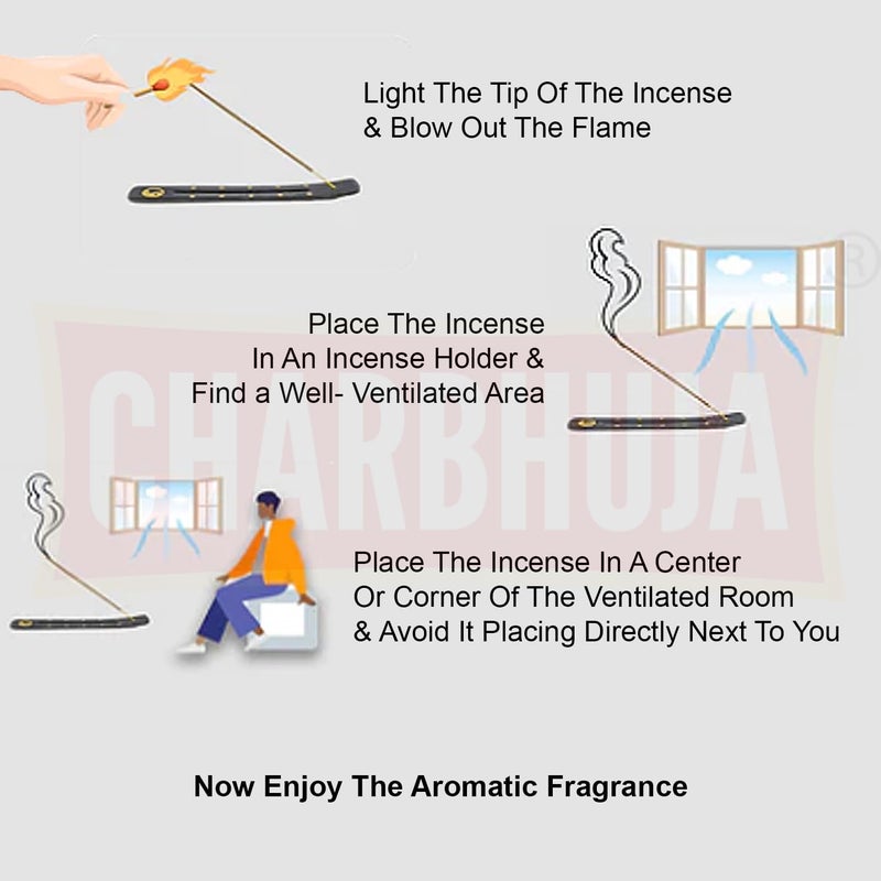 CHARBHUJA CHARBHUJA Ultra Premium Glitter Incense Stick 300g100g3 CharCoal Free 175 Sticks Match Box Best For Home Fragrances Pooja Stress Reducer Pleasing Incenses Freedom Paradise Trust Box  - Image 5