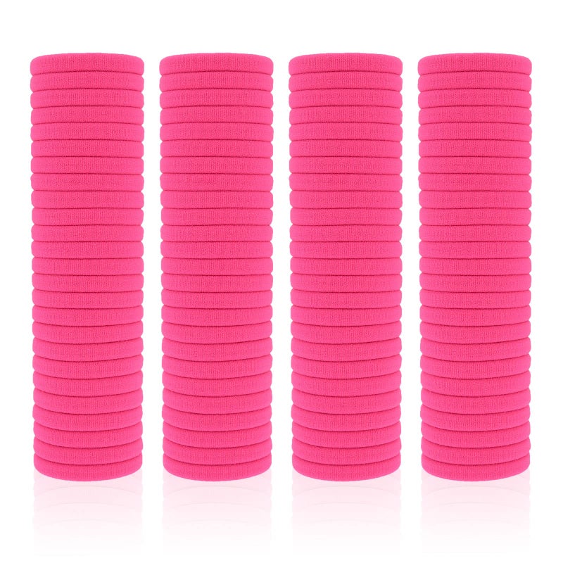 PIDOUDOU 100 Pack Seamless Hair Ties for Women Girls Ponytail Holders for Thick Hair hotpink - Image 2